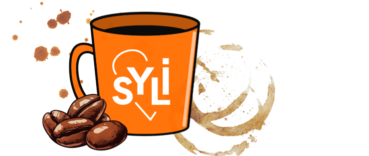 Kahvikuppi jossa Syömishäiriöliiton logo