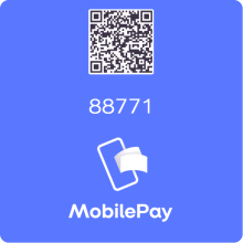 Kuvassa on QR-koodi lahjoittamista varten sekä numerosarja 88771, jonka avulla MobilePayn kautta toimintaa voi myös tukea.