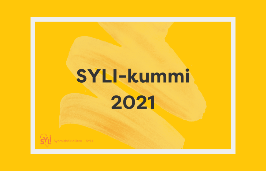 Keltaisella pohjalla teksti SYLI-kummi 2021
